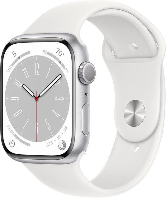 Apple Watch Series 8, GPS, 45mm, Silver (Renewed)