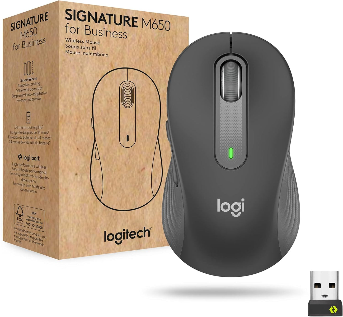 Logitech 910-006272 Signature M650 Wireless Mouse Graphite
