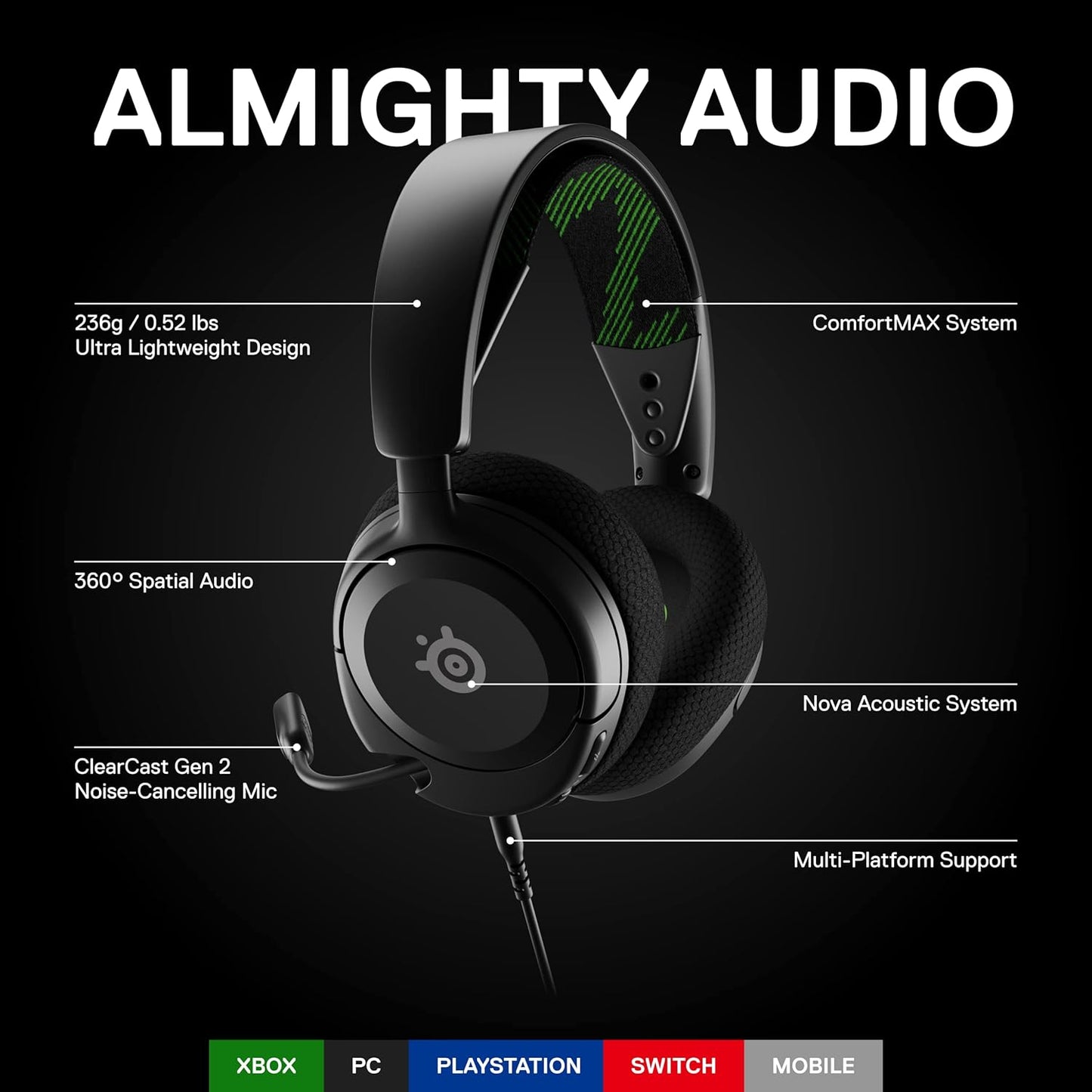 SteelSeries Arctis Nova 1X Xbox Gaming Headset Renewed