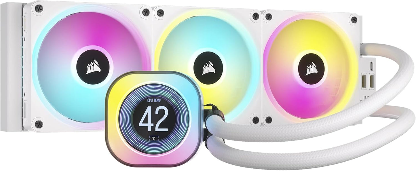 Corsair CW-9061010-WW iCUE LINK H150i LCD Liquid CPU Cooler White