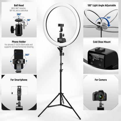 Neewer 10096463 18" LED Ring Light with Tripod
