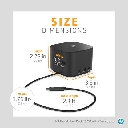 HP 6HP48AA#ABL Thunderbolt USB-C Dock 120W with HDMI Adapter