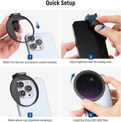 Neewer 10103674 67mm ND2-ND32 Phone Lens Filter Kit