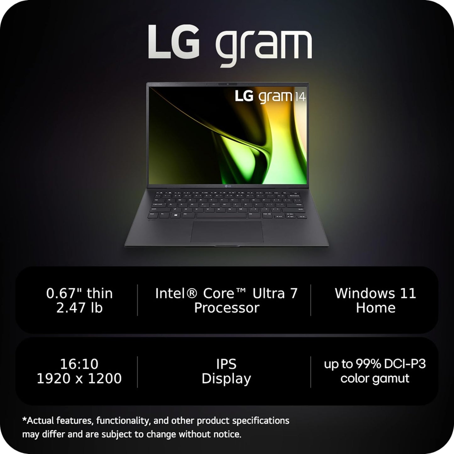LG 14Z90S-G Gram 14" Lightweight Laptop Intel Ultra 7, 32GB, 1TB SSD