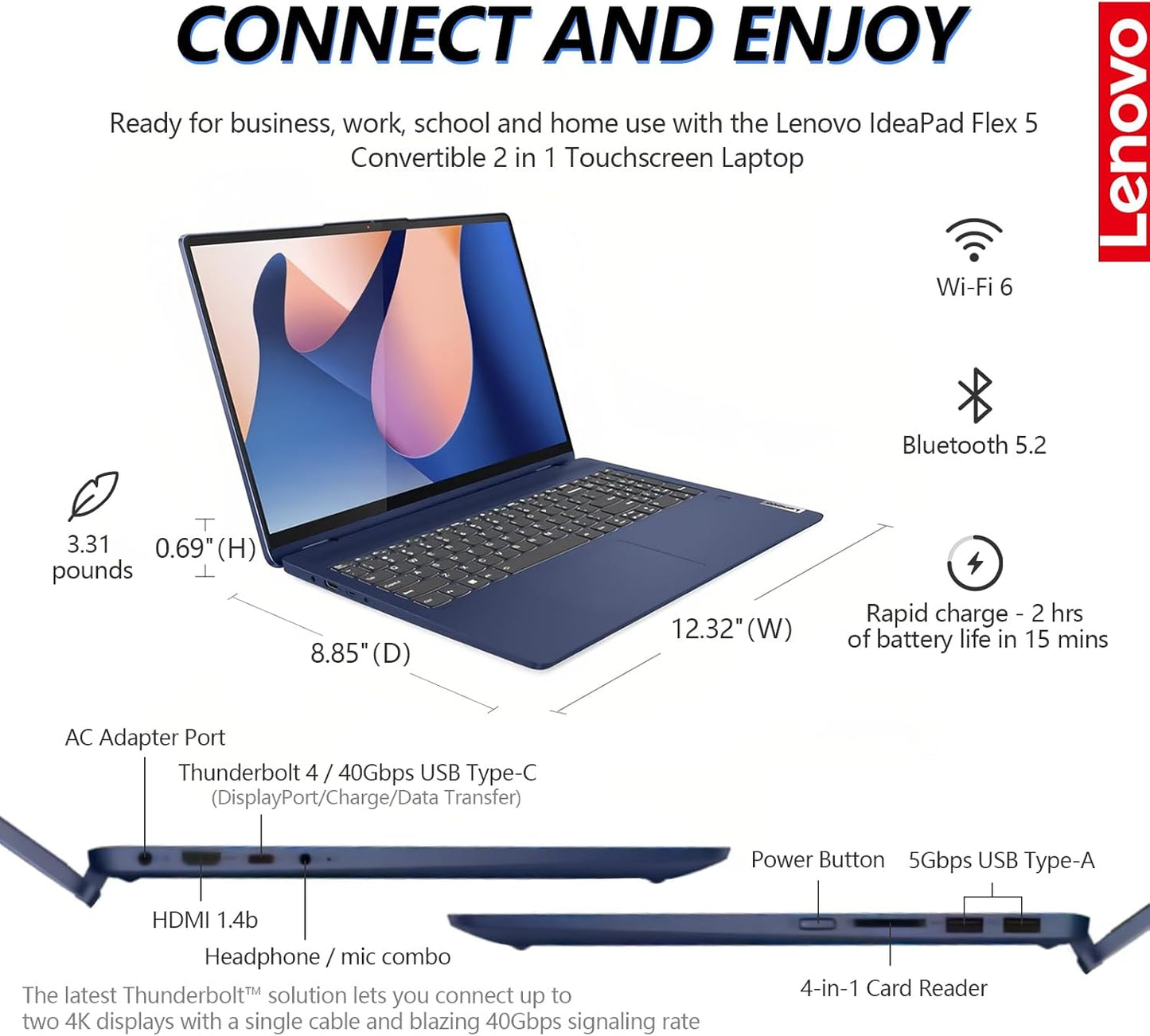 Lenovo IdeaPad Flex 5 2-in-1 Touchscreen Laptop i5 1TB