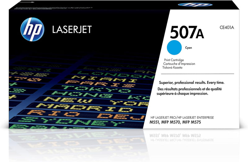 HP CE401A 507A Cyan Toner Cartridge LaserJet Printer — main product image