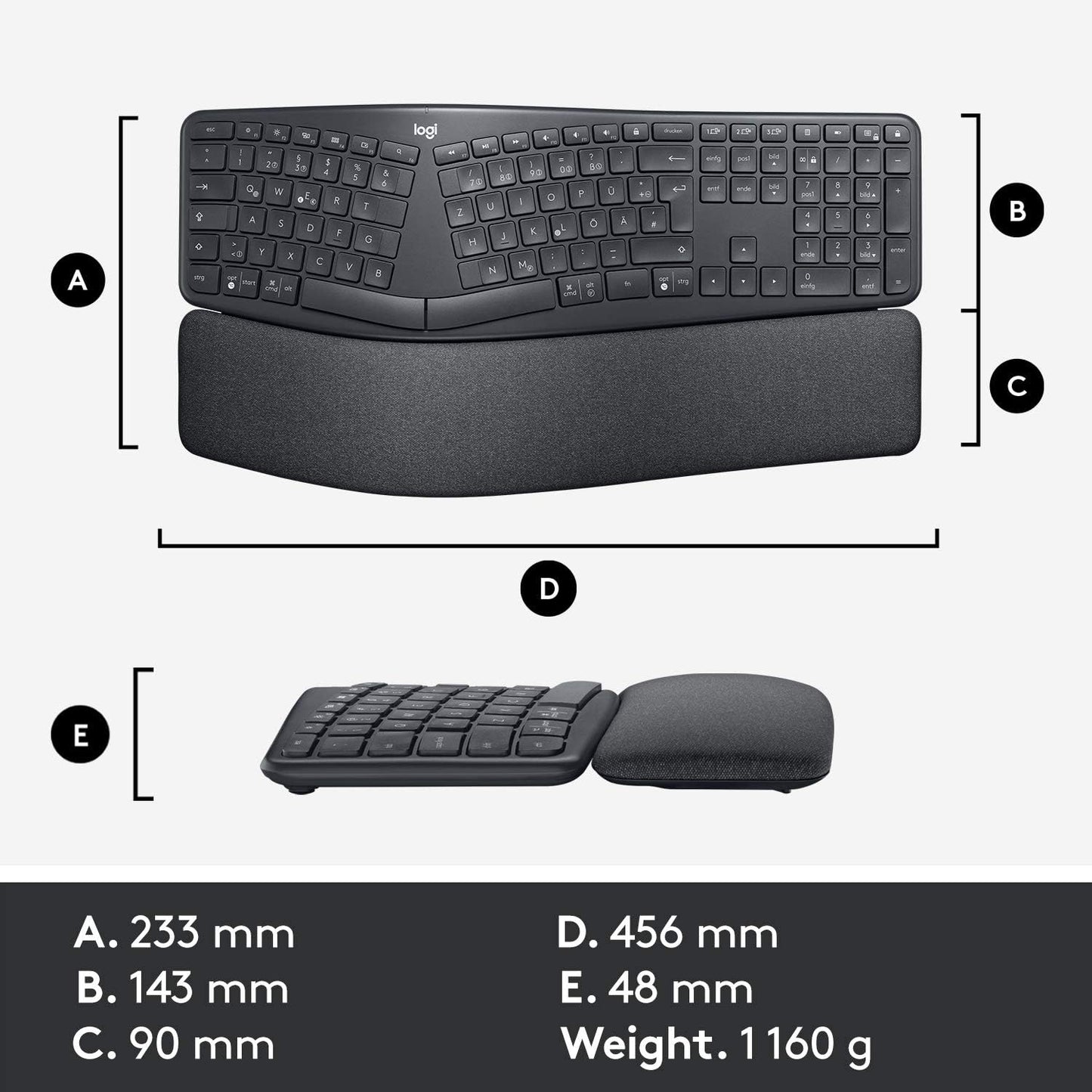 Logitech 920-010175 Ergo K860 Wireless Ergonomic Keyboard