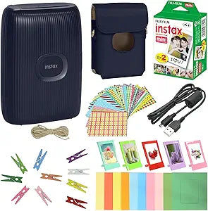 Fujifilm Instax Mini Link 2 Space Blue Printer Bundle