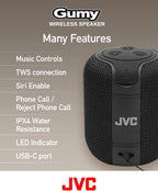 JVC SPSG1BT Gumy Portable Bluetooth Wireless Speaker Blue