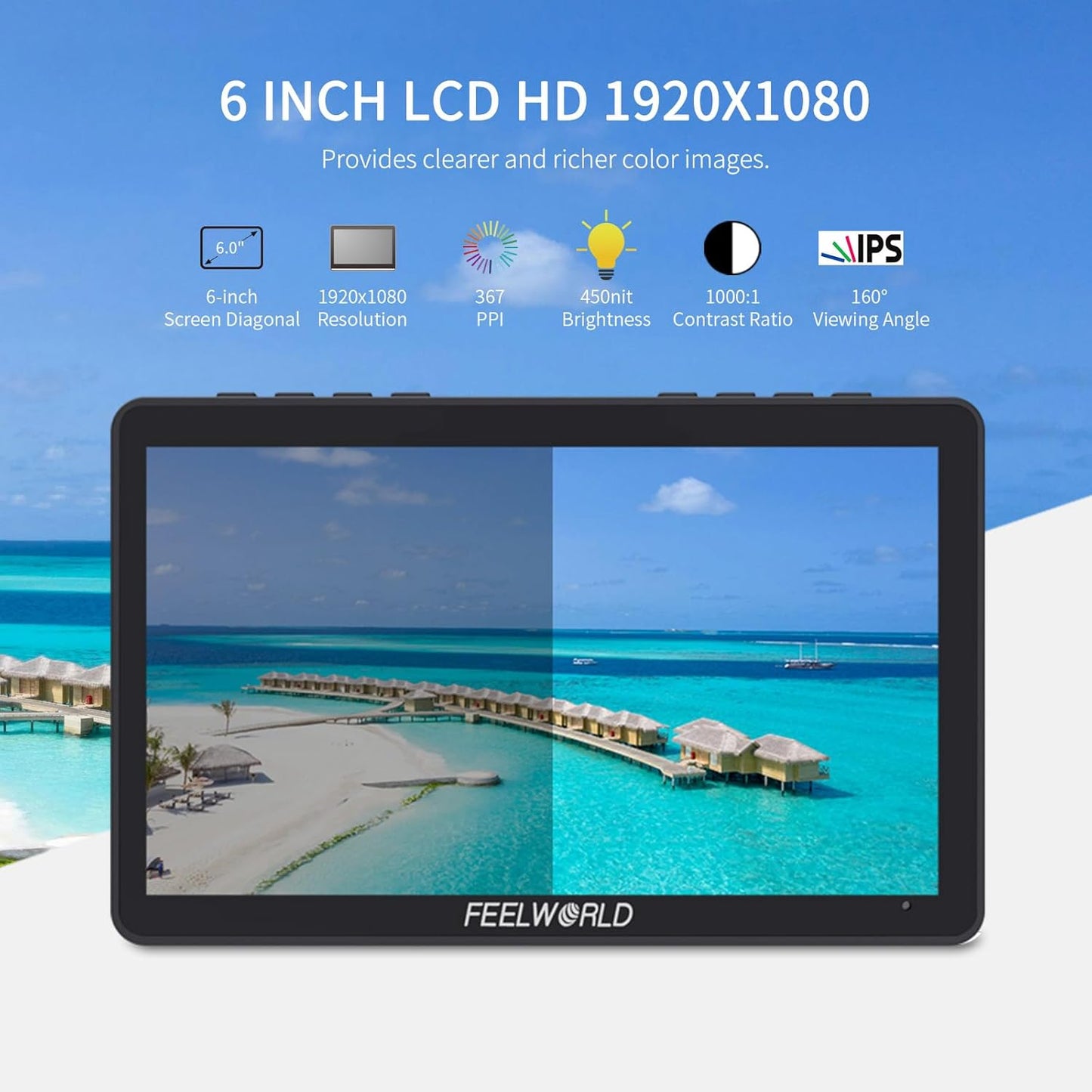 FEELWORLD F5 Pro V4 6" Touch Screen 4K HDMI Camera Monitor