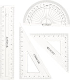Westcott E-10303 Maths Set - 4 Piece Transparent Plastic