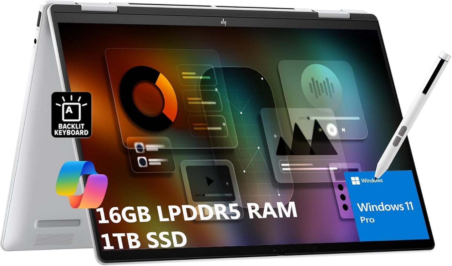 HP Envy x360 14" Touch Laptop Ryzen 5 16GB 1TB SSD AI PC