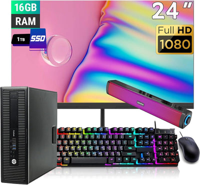 HP ProDesk 600 G2 SFF - i5, 16GB, 1TB SSD, 24" Monitor Renewed