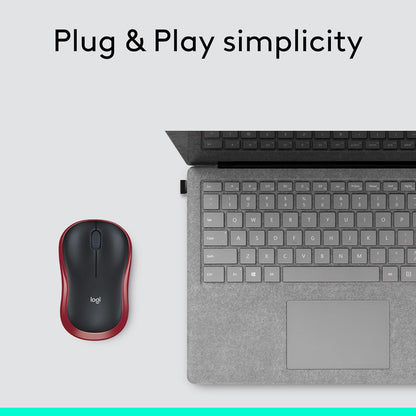 Logitech 910-003635 M185 Red Wireless Mouse