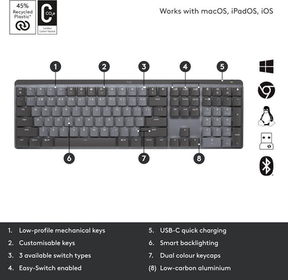 Logitech 920-010548 MX Mechanical Wireless Keyboard Linear