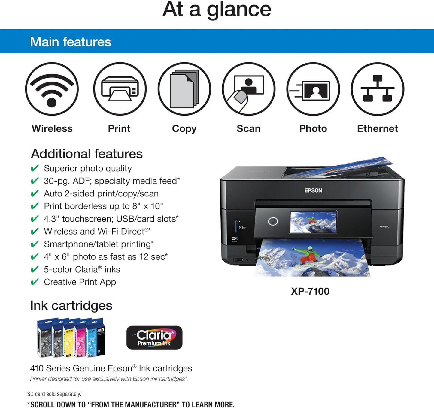 Epson XP-7100 Wireless Color Photo Printer