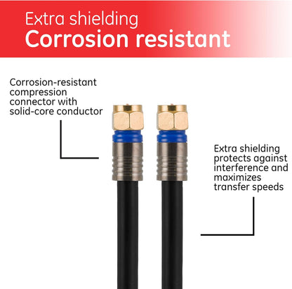 GE 33528 6ft RG6 Quad Shield Coaxial Cable