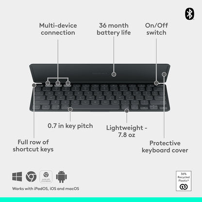 Logitech 920-012867 Keys-to-GO 2 Portable Bluetooth Keyboard Graphite