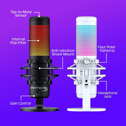 HyperX 519P0AA QuadCast S RGB USB Microphone - White