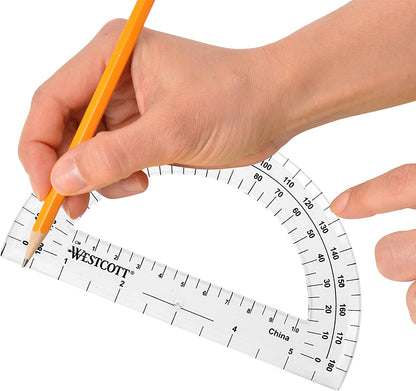 Westcott 11200 6-Inch Clear Plastic Protractor