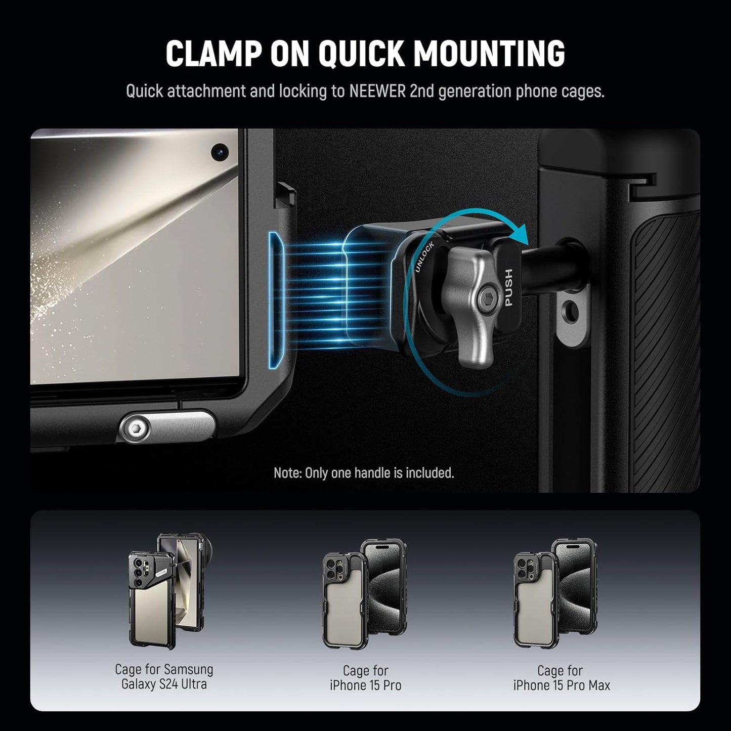 Neewer PA045E Phone Cage Side Handle - Bluetooth Remote Shutter