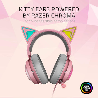 Razer RZ04-02980200-R3M1 Kraken Kitty RGB Gaming Headset, Pink