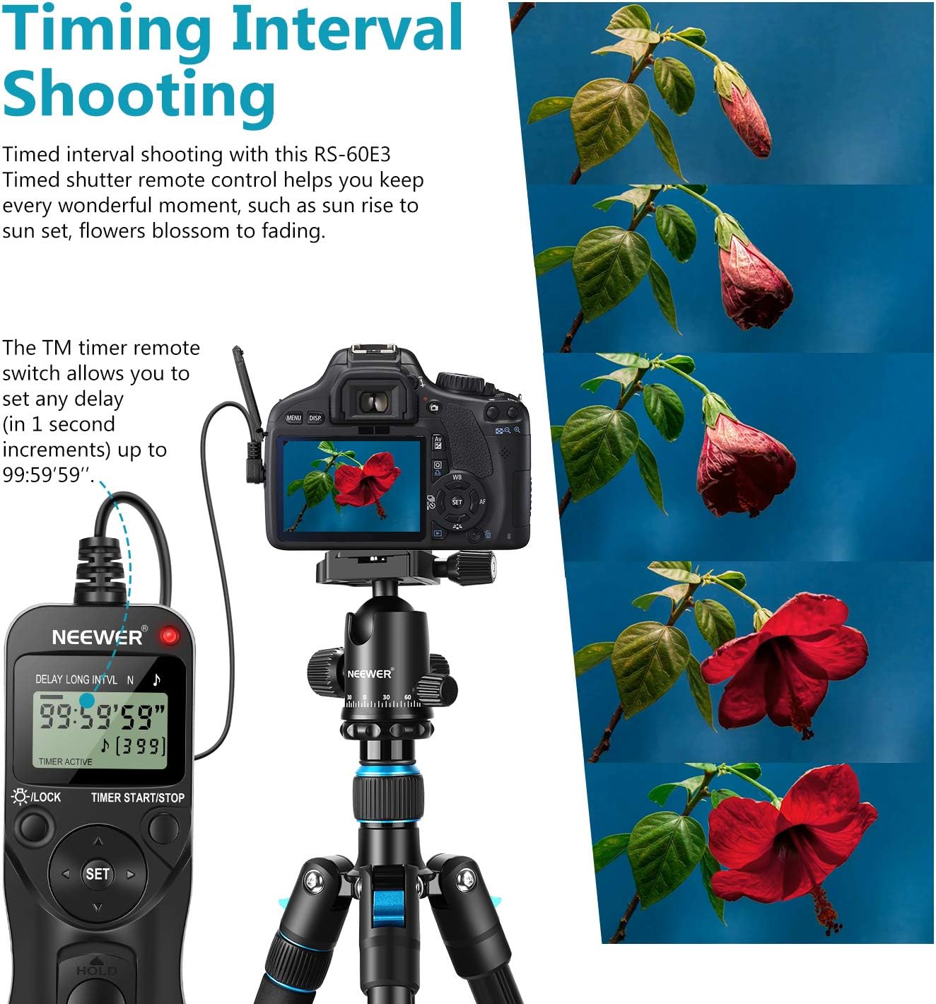 Neewer 10000374 LCD Timer Shutter Remote Control for Canon/Pentax