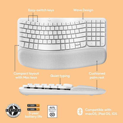 Logitech 920-012402 Wave Keys Mac Ergonomic Keyboard