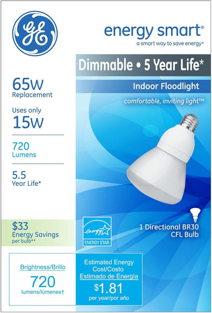 GE 21709 Energy Smart 15-Watt R30 CFL Floodlight