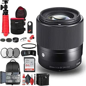 Sigma 302965 30mm f/1.4 Sony E Lens Bundle