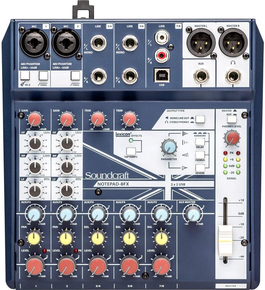 Soundcraft Notepad-8FX 8-Channel Mixer with USB and Effects Bundle