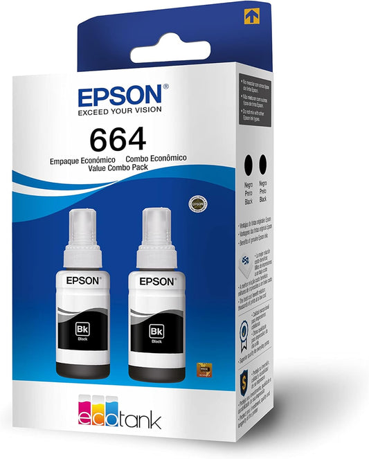 Epson T664120-2P Black Ink Bottle Kit (2 Bottles)