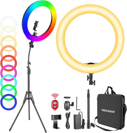 Neewer 18" RGB Ring Light with Stand Dimmable LED