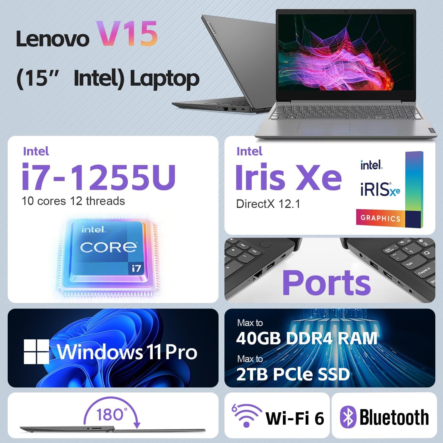 Lenovo G3IAP V15 Essential Laptop i7, 40GB RAM, 2TB SSD