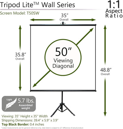 Elite Screens T50SW 50" Tripod Projector Screen - Portable 2-in-1