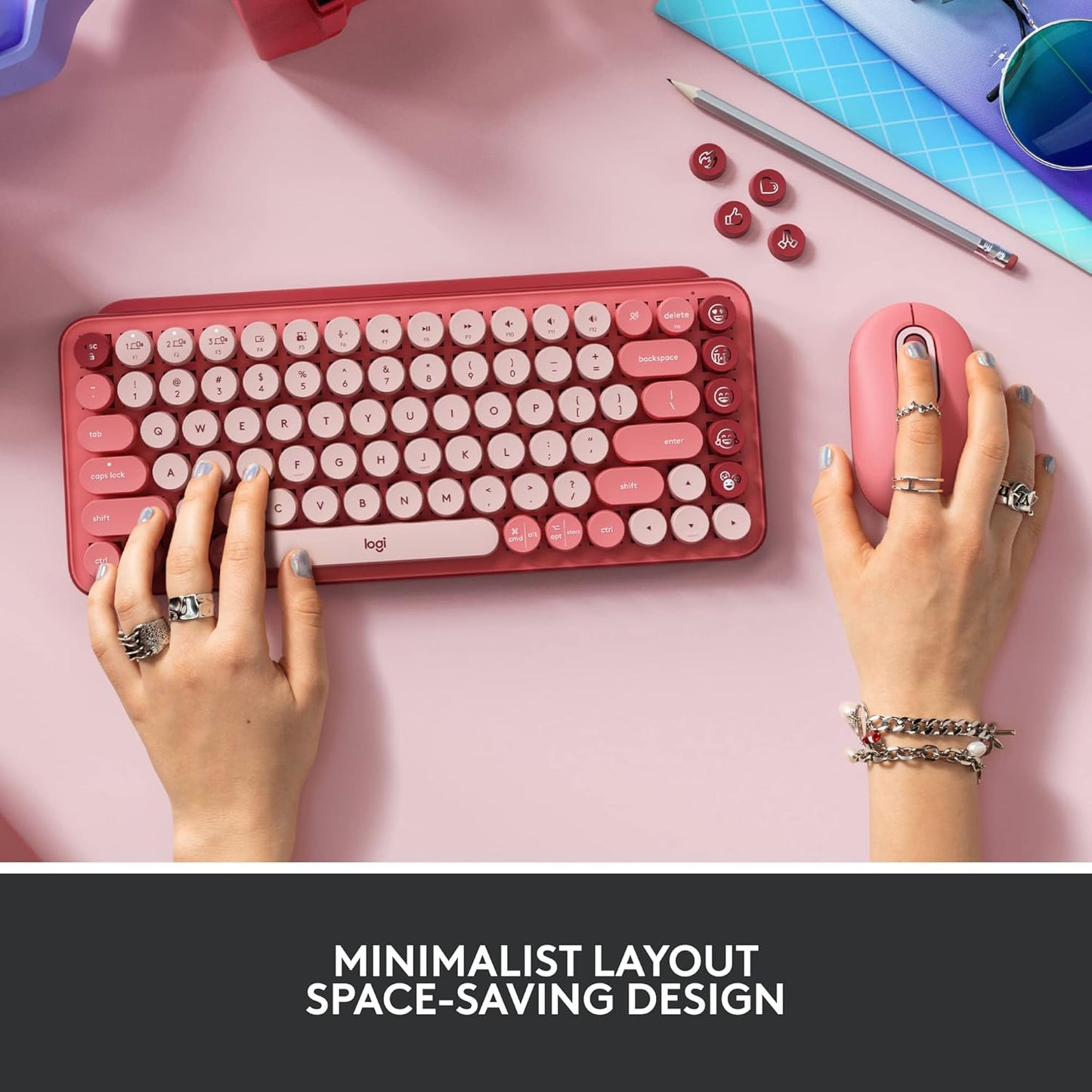 Logitech 920-010709 POP Keys Heartbreaker Rose Mechanical Keyboard