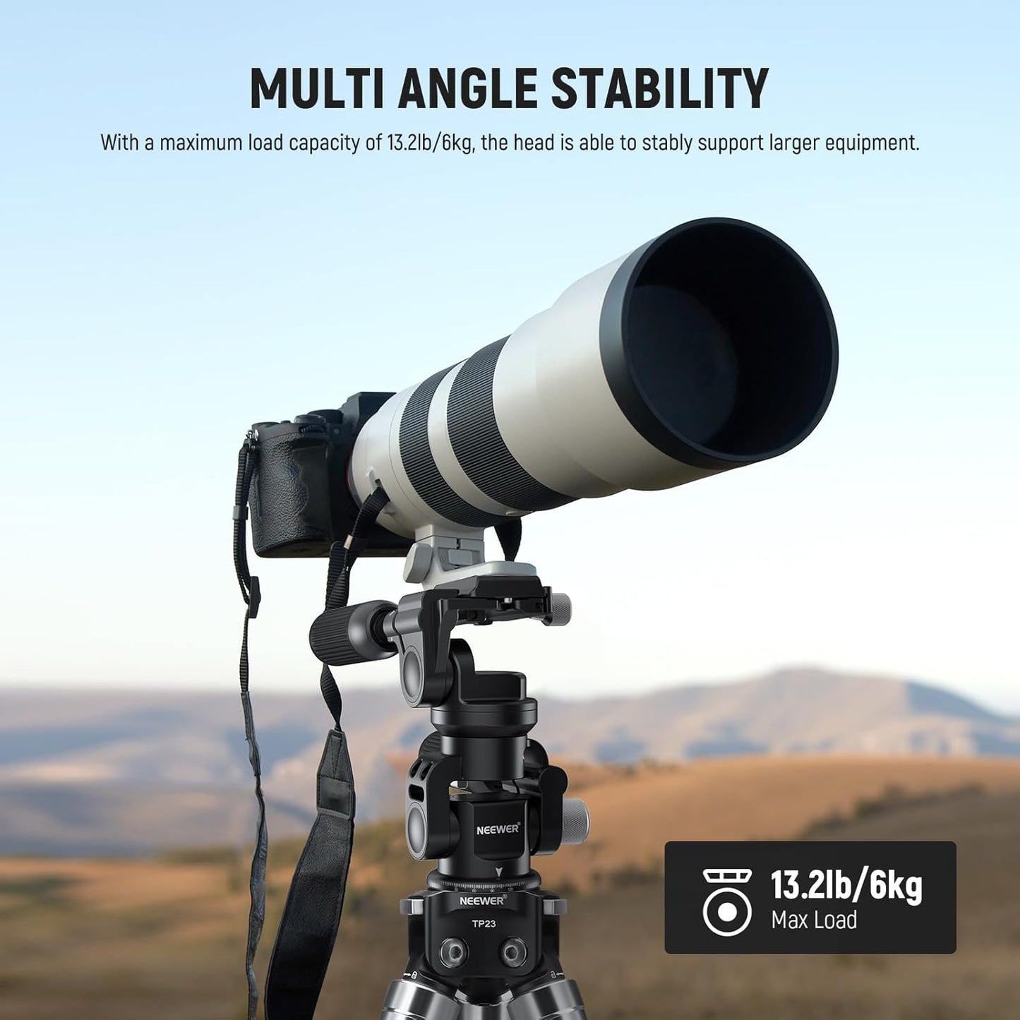 Neewer GM37 3-Way Tripod Head with Leveling Base