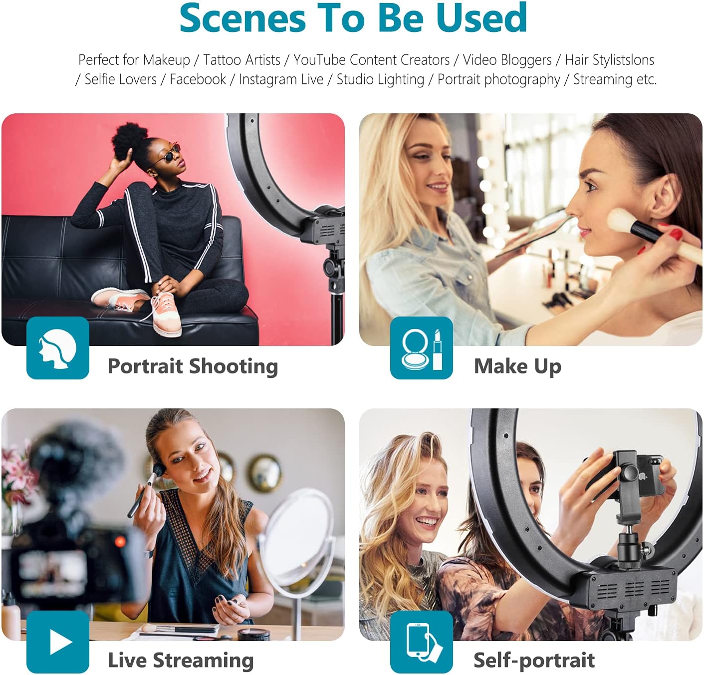 Neewer 10092681 18-inch Dimmable LED Ring Light Kit Stand