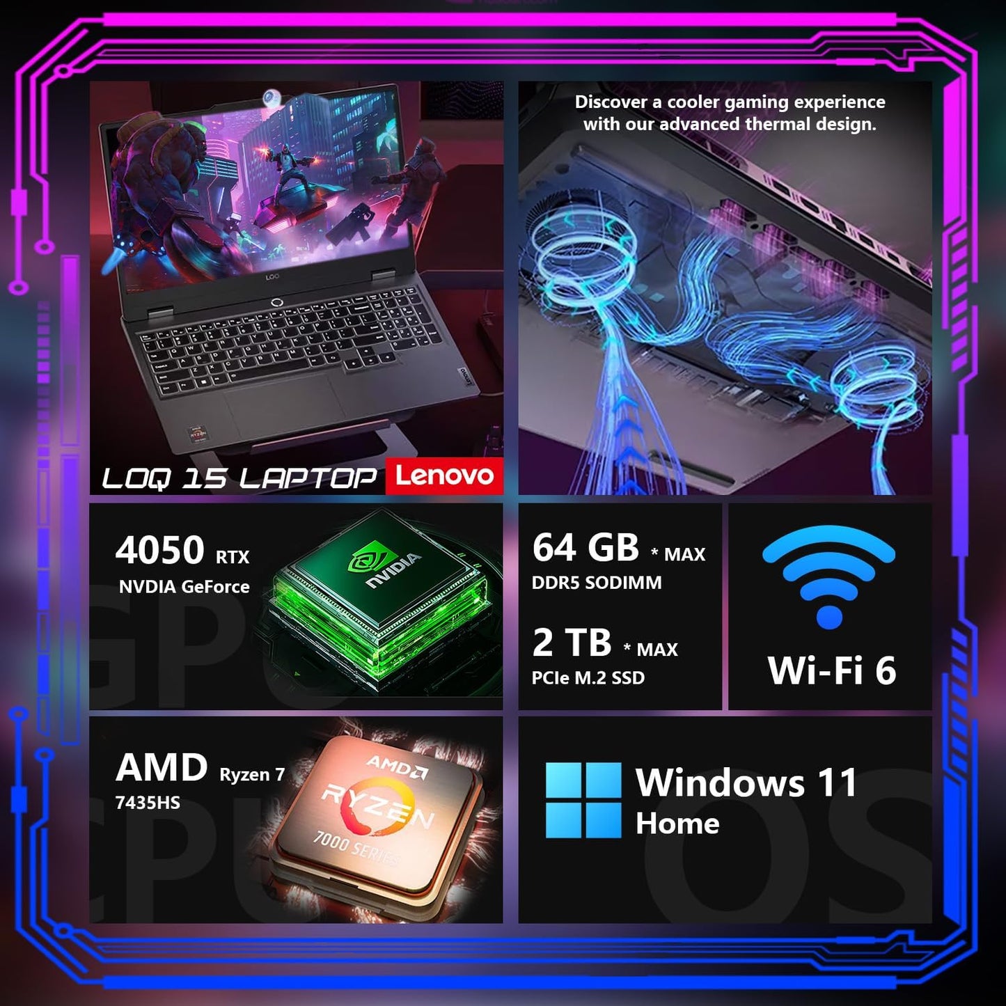 Lenovo LOQ 15ARP9 RTX 4050 Gaming Laptop Bundle