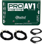 Radial Engineering ProAV1 DI Box Bundle XLR TRS Cables