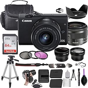Canon EOS M200 Mirrorless Camera 15-45mm Lens Bundle Renewed