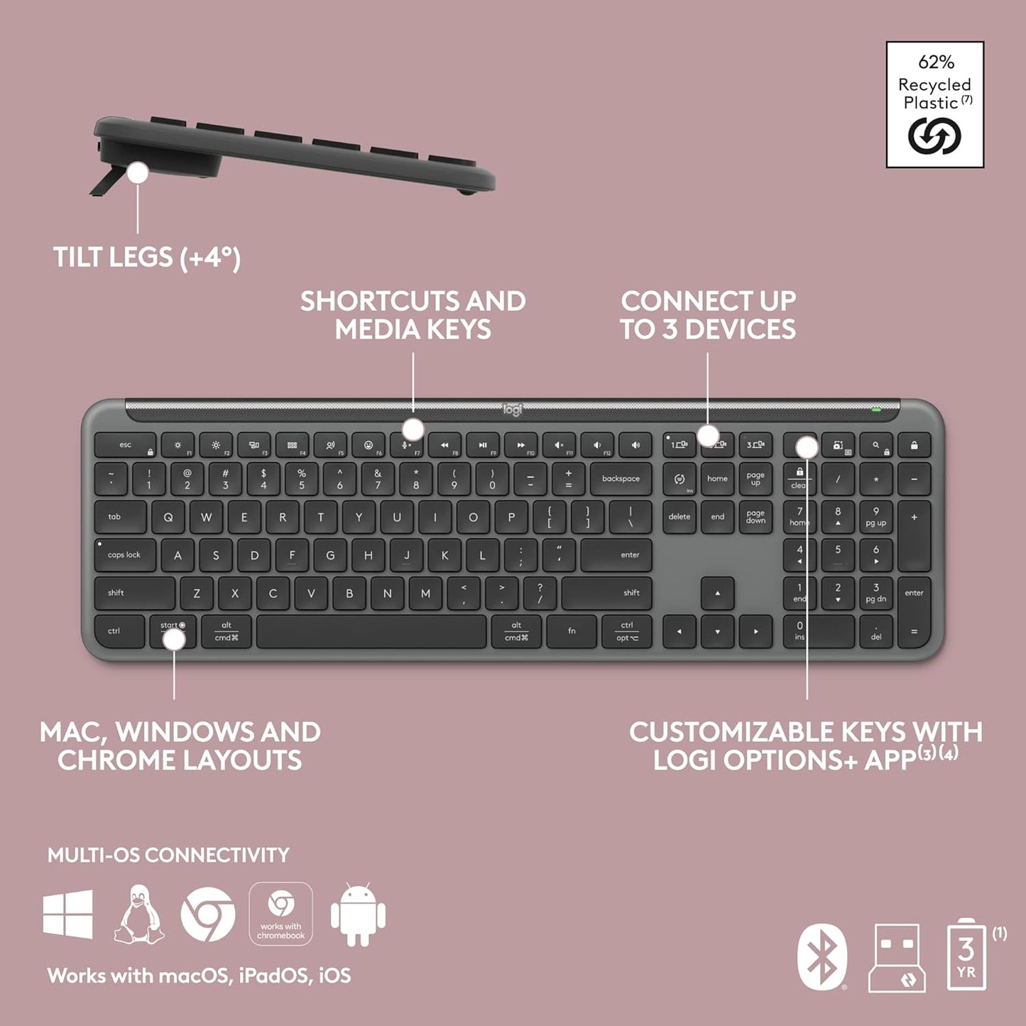 Logitech 920-012424 Signature Slim K950 Graphite Keyboard