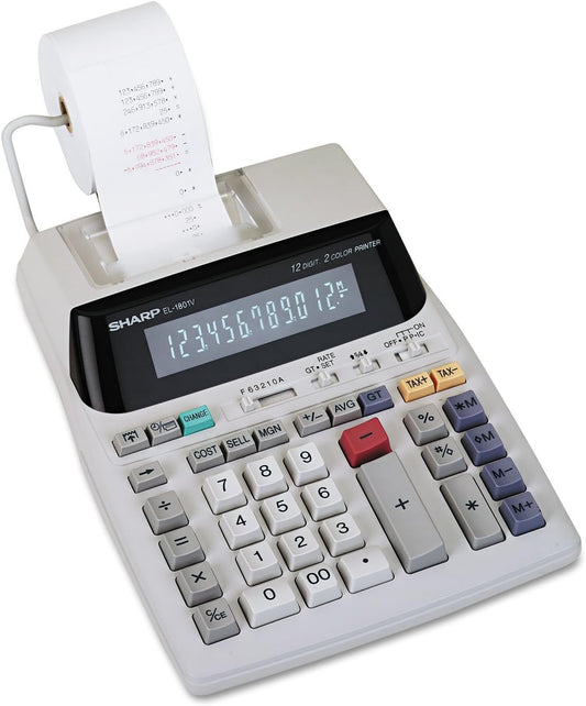 Sharp SHREL1801V 12-Digit Two-Color Printing Calculator White