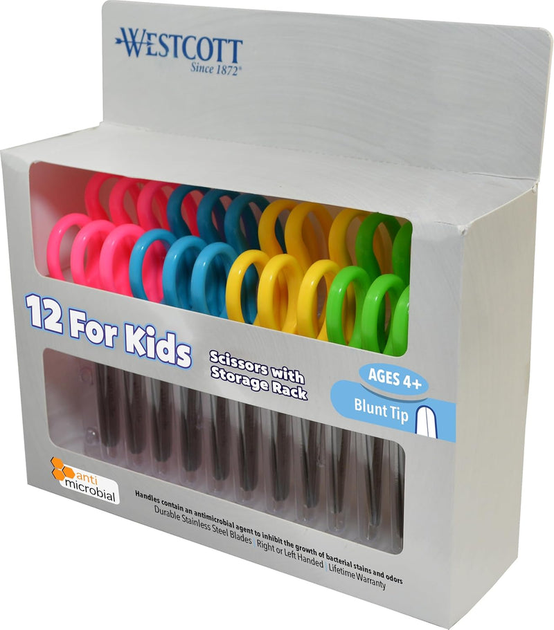 Westcott 14871 Kids Scissors, 5-Inch Blunt Tip, 12-Pack — main product image
