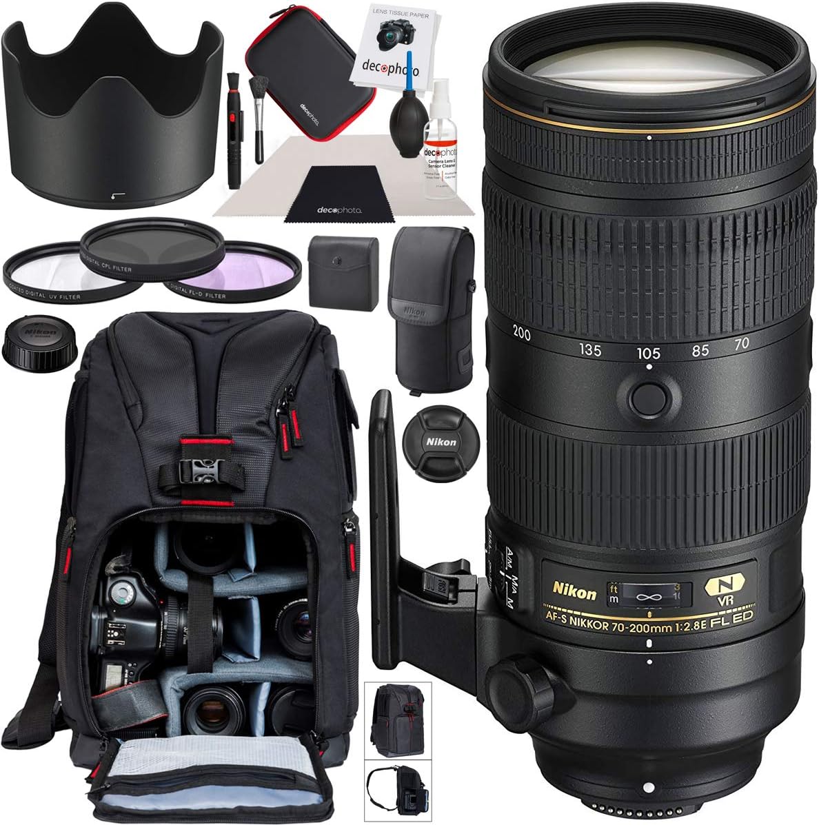 Nikon E11NK70200F28VR 70-200mm f/2.8E FL ED VR Lens Bundle