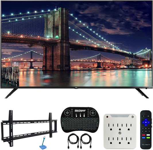 TCL 75R617 75-inch 6-Series 4K Roku Smart TV Bundle