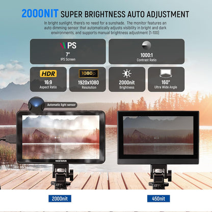 Neewer F700 7" Camera Field Monitor - 2000nit Touch Screen