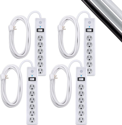 GE DFTQ-R187 6-Outlet Surge Protector 4-Pack, 20Ft Cord
