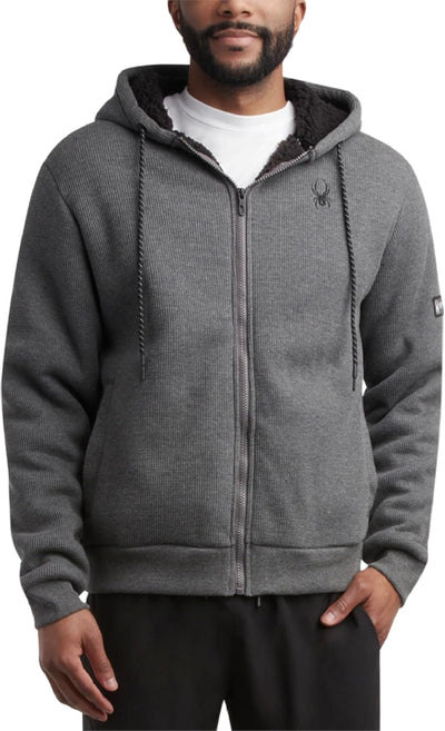 Spyder Men's Full Zip Sherpa Lined Waffle Knit Hoodie