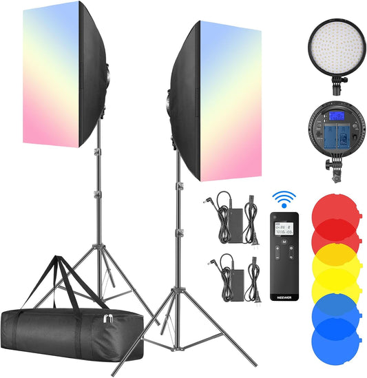Neewer 10102948 LED Softbox Lighting Kit with Remote - Bi-Color 48W